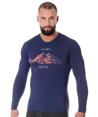Męska koszulka z wełną merino z długim rękawem OUTDOOR WOOL